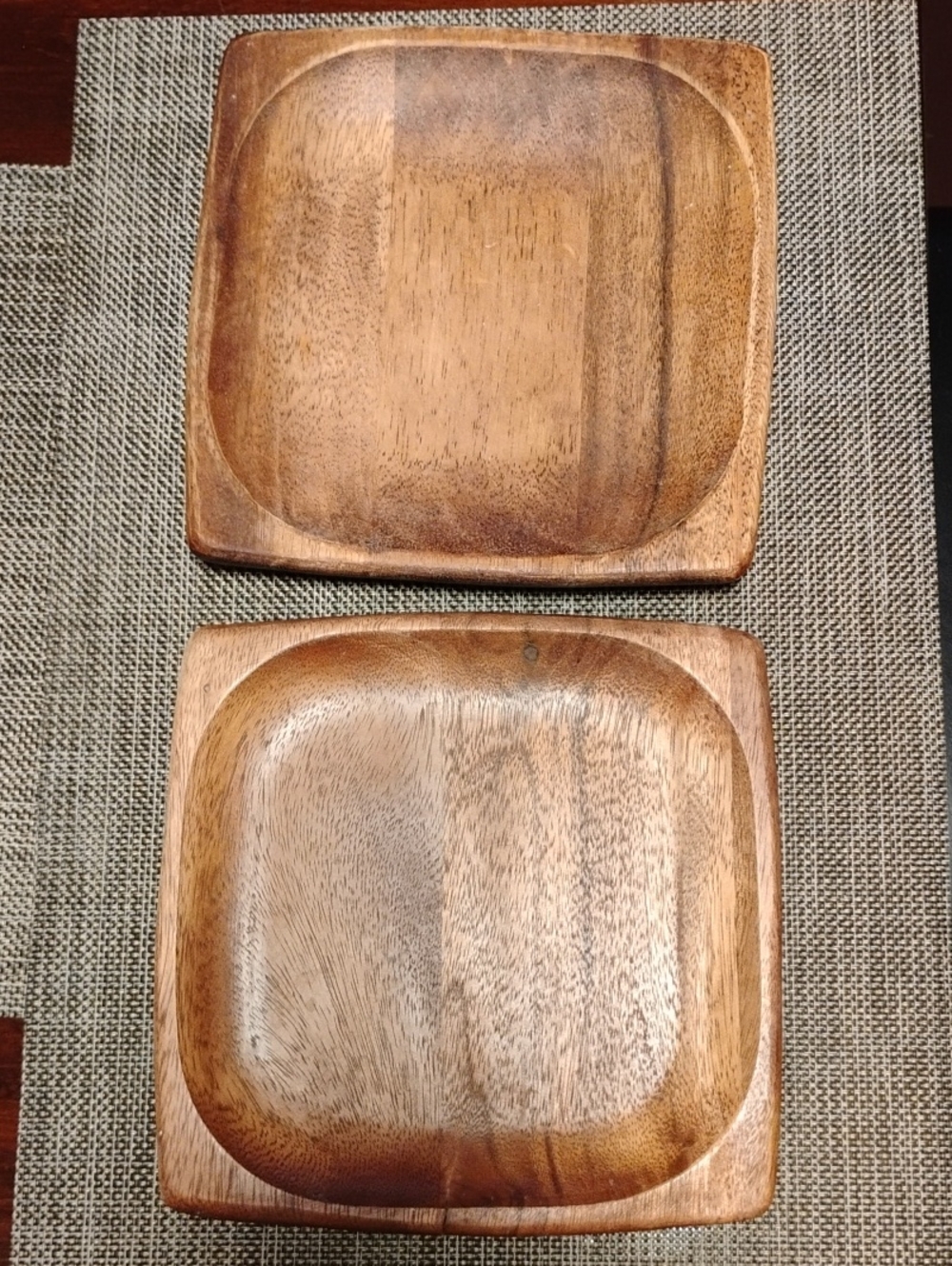 Handcrafted Wood Square Serving Trays - Natural Brown